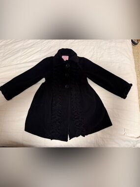 Black Ruffle Trim Coat